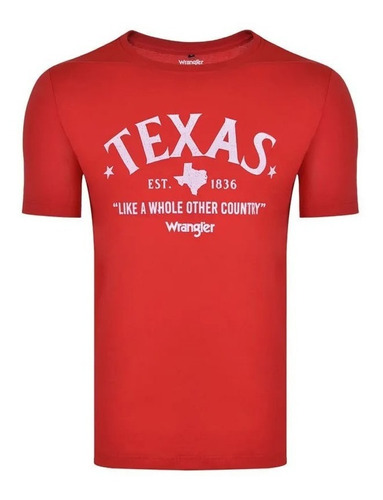 Camiseta Country Masculina Wrangler Texas Vermelha