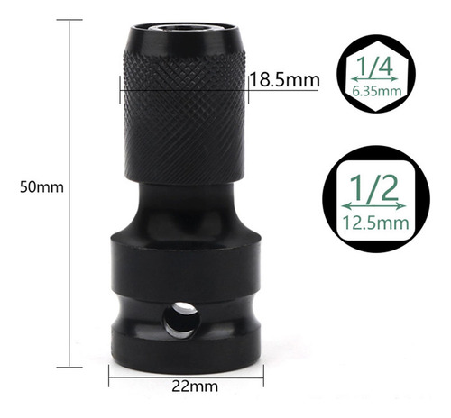 / Adaptador De Mandril Para Llave De Impacto De 1/2 A 1/4