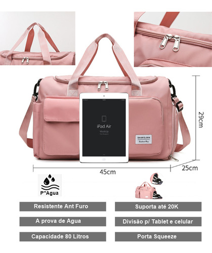 Mochila Bolsa T-80 Academia Natação Camping Feminina - Cinza