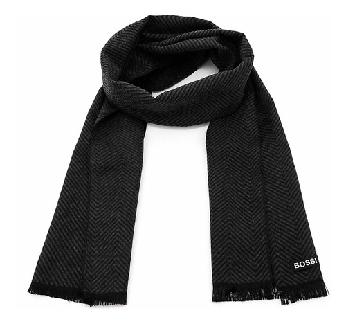Bufanda Bossi Estilo Formal Moderna Y Elegante Unisex Negro Con Gris Liso