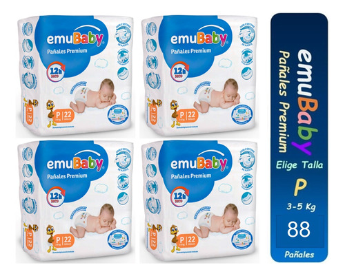 4pack Pañales Emubaby Premium Tallas P M G Xg Xxg