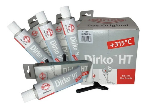 Kit 12 Cola Silicone Dirko Elring Cinza Alta Temperatura