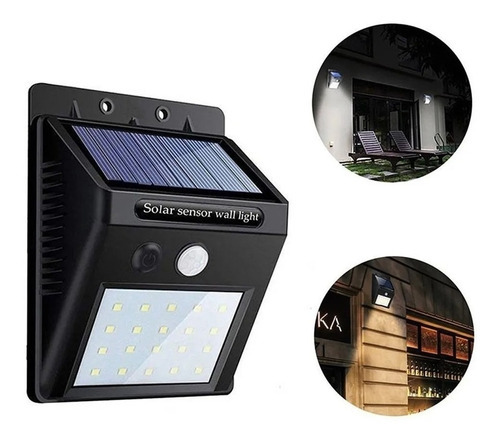 Luminária Solar 30 Leds Arandela Parede Com Sensor Presença