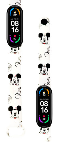 Correa Compatible Xiaomi Mi Band 5 Y 6 Mickey Mouse Blanco