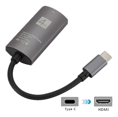 Imagen 1 de 8 de Adaptador Usb Tipo C A Hdmi 4k