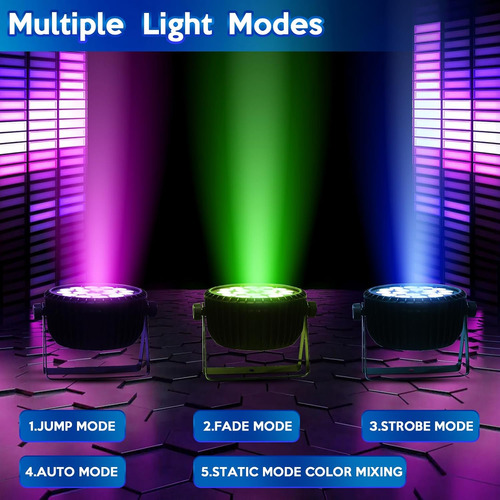 Luces De Escenario Led Par Can, 18 X 12 W, Rgbw, 4 En 1, Dj