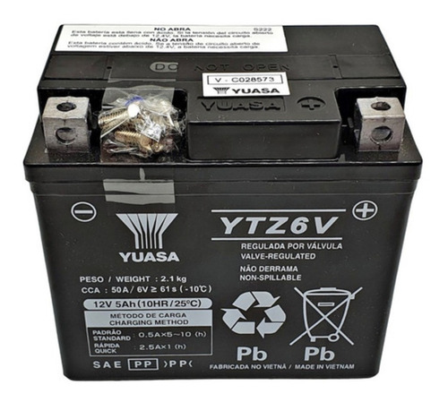 Imagem 3 de 3 de Bateria Ytz6v Yuasa Fan 150/xre300