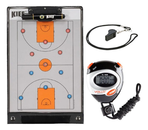 Quadro Tático Magnetico Basquete + Kit Arbitro + Cronometro