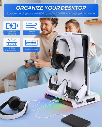 Base Cargador Enfriadora Ps5 Slim Disc/digital Control