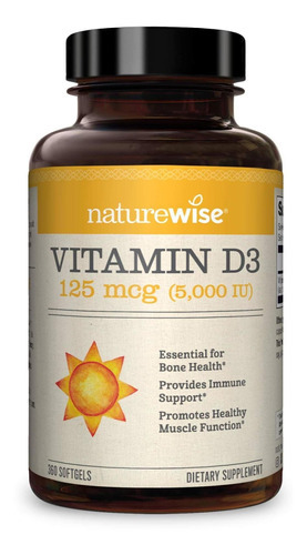 D3 Vitamin 125 Mcg (5,000iu) 360 Softgel Naturewise