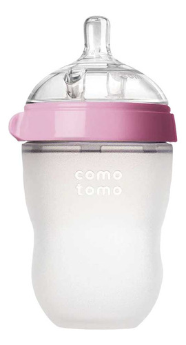 Mamadeira Baby Bottle Comotomo Rosa 250ml Silicone +3m