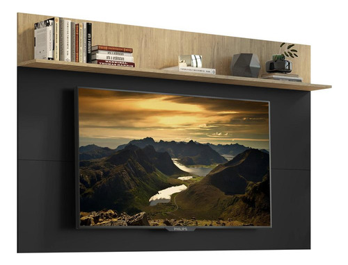 Painel Com Suporte Tv 65 Amsterdã Plus Multimóveis V3364 Cor Preto/Rustic