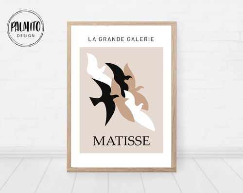 Lámina Imprimible Cuadro Henri Matisse Pájaros Negro Beige