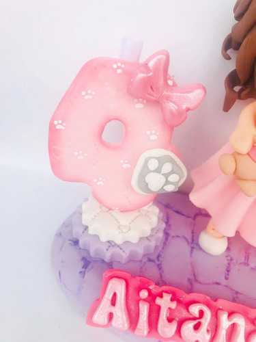 Vela Paw Patrol Sky Niña Skye Cake Topper Pasta Francesa