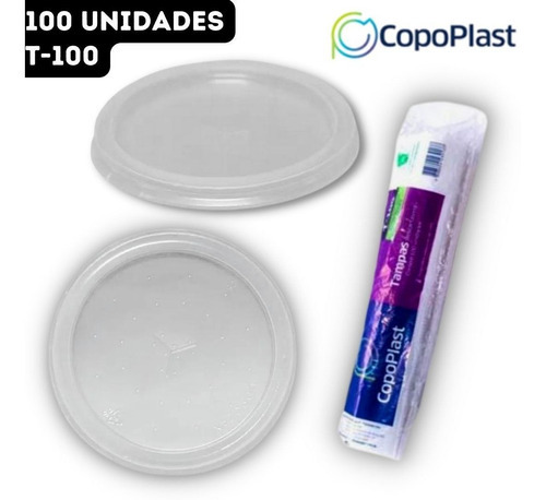 100un Tampa T100 Copoplast Copo 150/180/200ml Pote 100/110ml