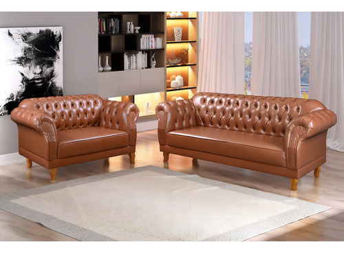 Conjunto De Sofás Chesterfield Duque Caramelo Hb