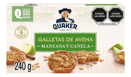 3 Pzs Quaker Galleta De Avena Manzana Y Canela 240gr