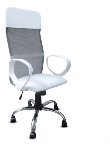 Sillon Ergonomico Ejecutivo Pc Hogar Basculante Vice White Color Blanco/cromado