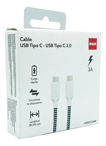Cable Cargador Usb Tipo C - Usb Tipo C 2.0 Rca
