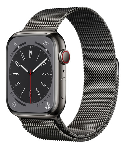 Apple Watch Series 8 GPS + Cellular - Caixa grafite de aço inoxidável 45 mm - Pulseira grafite estilo milanês