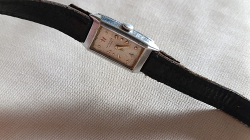Reloj Longines Suisse - Ladies - 1930s - Rectangular Negro Plateado Plateado (Usado)