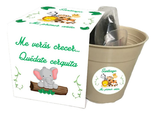 Kit Imprimible Portamaceta Para Kit Siembra Animales Selva