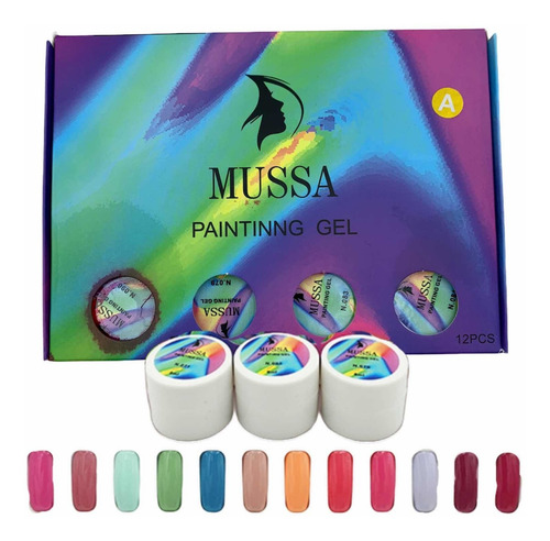 Gel Painting Para Uñas X 12 Piezas Mussa. Dama Manicure
