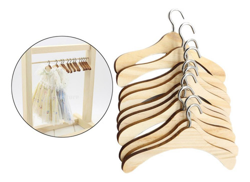 3 Perchas De Madera Para Casa De Muñecas Con Gancho De 12