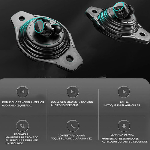 Audifonos Celular Gamer Led Powerbank Inalámbricos Bluetooth Color Plateado