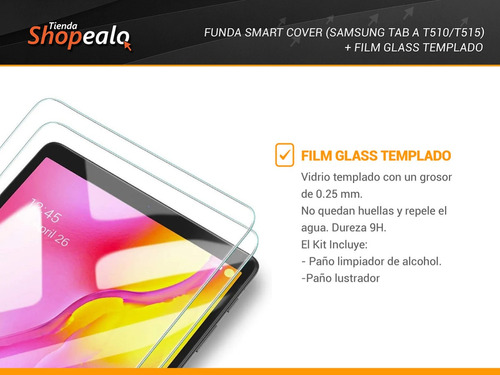 ELTD Funda Fundas Duras Cover Case Película templada Vidrio Templado Glass Film para Samsung Tab A 10.1 2019 T510/515, para Samsung Tab A 10.1 Pouces 2019 T510/515 combinación Negro+1 Pack 