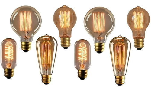 8x Lâmpada Vintage Retrô - Thomas Edison - Filamento Carbono