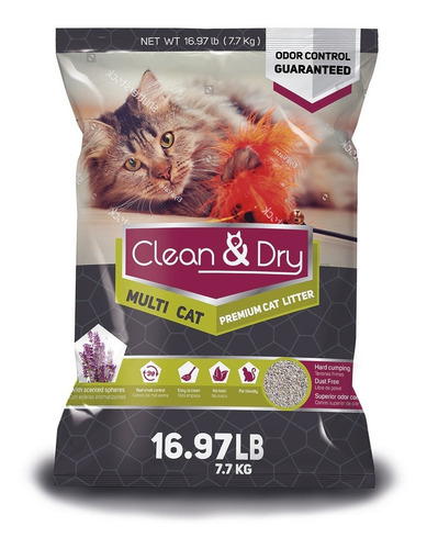 Imagen 1 de 1 de 5 Pack De Arena Para Gatos Clean And Dry Premium De 7.7 Kg