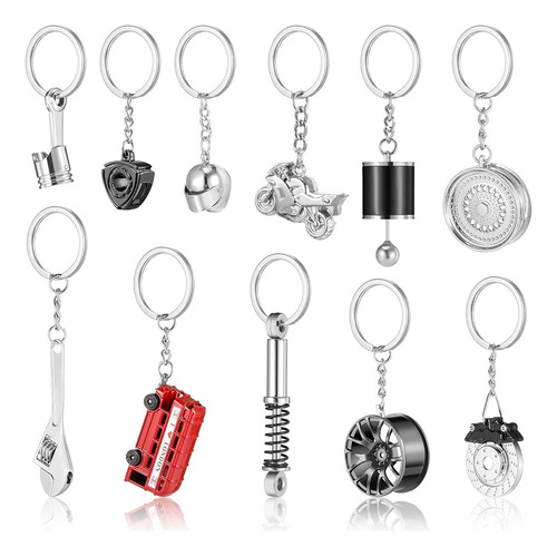 ~? 11 Piezas Auto Parts Metal Key Chain Set Spinning Turbo K