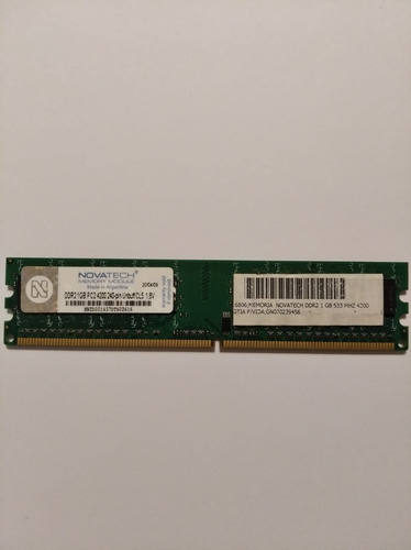 Memoria Ram Pc Novatech Ddr2 1gb 533mhz 4200 240pin Cl5 1,8v (Usado)