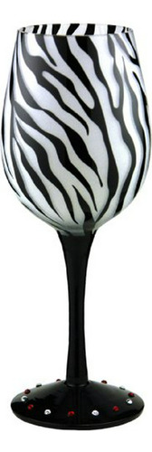 Bottom S Up Copa De Vino Pintada A Mano De 15 Oz Zebra Black