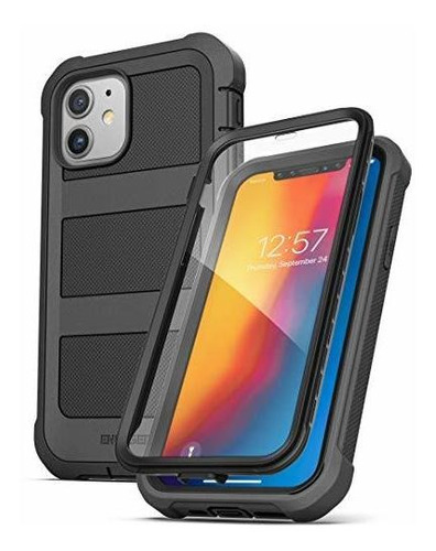 Funda Encased Para Iphone 12 Mini Con Protector De Pantalla Negro Liso