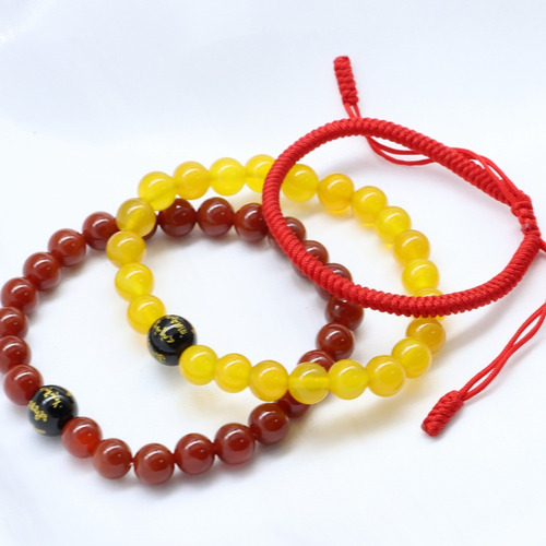 Pulsera De Cuentas De Cristal Y Pulsera Tejida A Mano 3 Piez