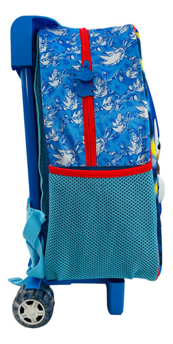 Mochila De Carrito Sonic Para Niños Carga Media M2 Primaria Color Azul Diseño De La Tela Mod3