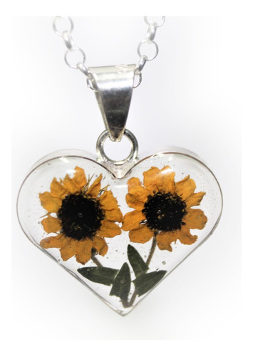  Lindo Collar Girasol Doble Encapsulado Plata Ley 925 C213 