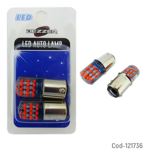 Ampolleta 24 Led Cob Rojo/ Luz Fija /2 Contactos /12 Volt, E