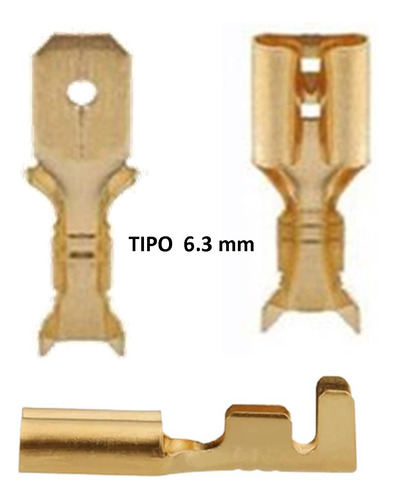 Conector Hembra Pala Plana Dorado Con Bota Aislante 6.3mm
