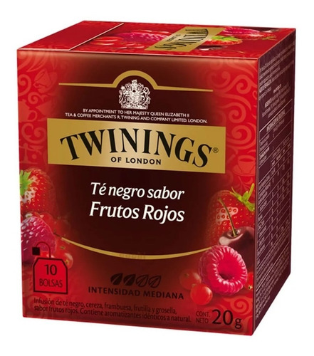Té Twinings Negro Frutos Rojos Caja Por 10 Saquitos