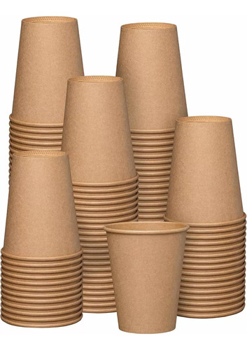 Pack De 100 Vasos De Papel Kraft 8oz