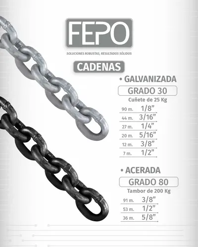Metro De Cadena Acerada Grado 80 1/2