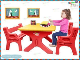  Mesa Didactica Niños Con 2 Bancas Educativo Juego Marca Bas