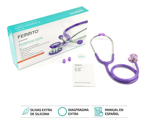 Imagen 8 de 10 de Estetoscopio Pediatrico Profesional Doble Campana Femmto