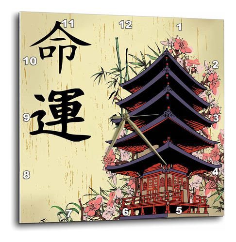 3drose Dpp__3 Hermosa Pagoda Japonesa Con Sakura Rosa Y Bamb