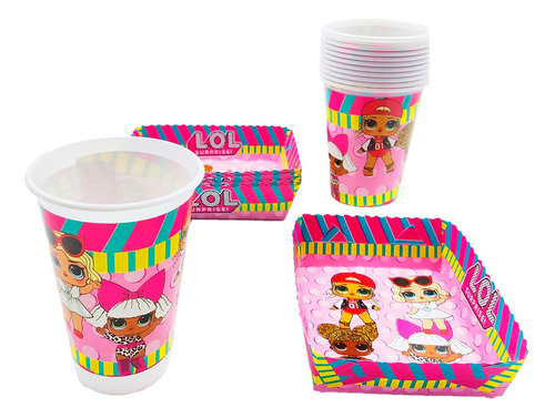 Kit 12 Vasos 12 Platos Decorativos Lol Chicas