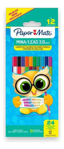 Paper Mate 12 Lápices De Colores Redondo Doble Punta