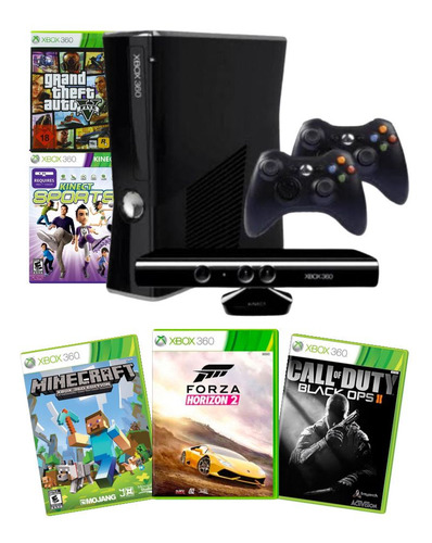 Xbox 360 Com 2 Controles 1 Kinect 500gb Com Varios Jogos (Recondicionado)
